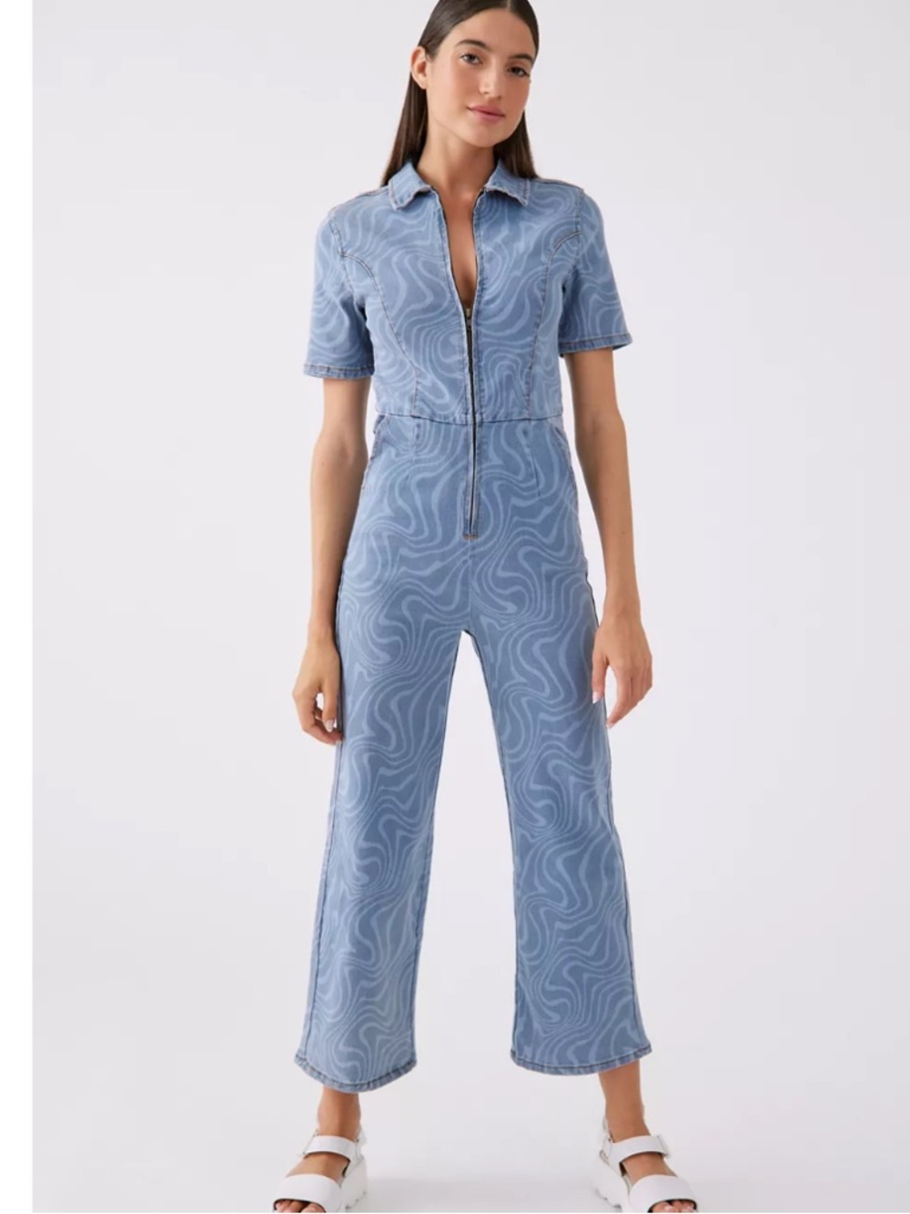 another girl swirl Light Blue Swirl Denim Jumpsuit 4